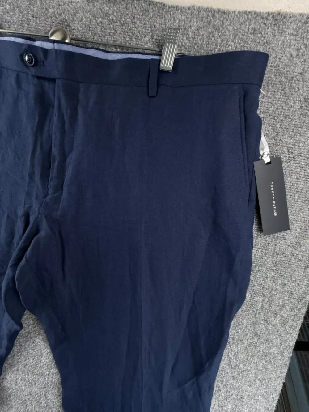 NWT Tommy Hilfiger Navy Blue All Linen Pants Men 44x30 Pockets Business Casual